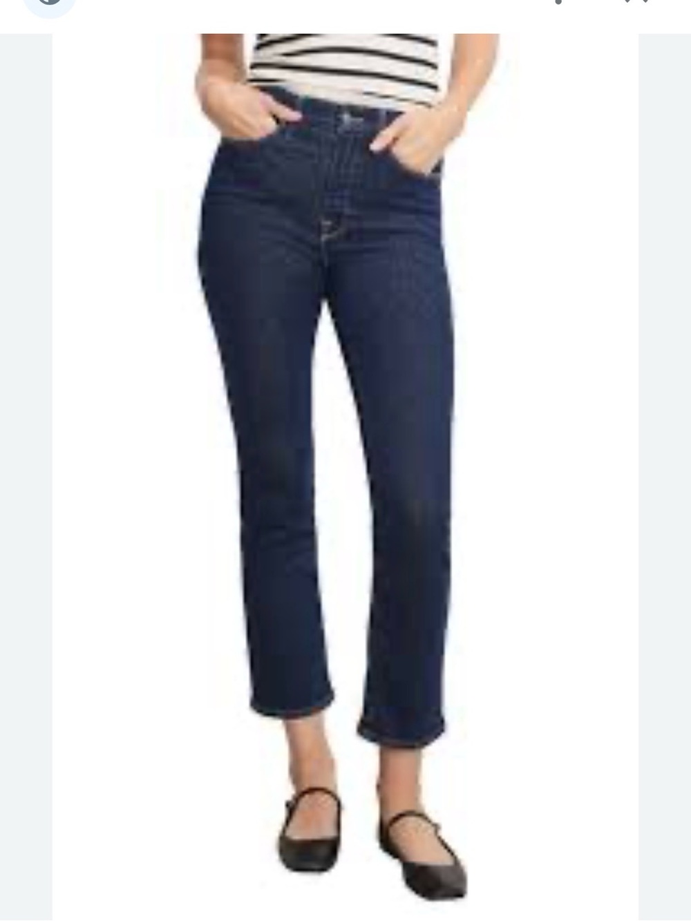 Good American Good Legs. Dark Blue Cropped Straight Jeans. Size 8/29.